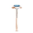thumbnail image 4 of 925 Sterling Silver Cushion Shaped Blue Topaz Halo Ring, Moissanite Engagement Ring in Rose Gold Plated| December Birthstone Wedding Ring, Birthday, Anniversary Jewelry, Ring Size 8, 4 of 4