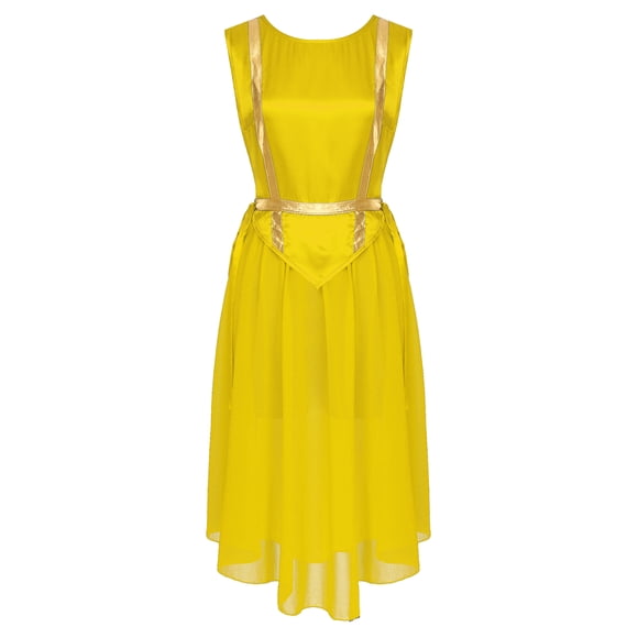 renvena Robe Tunique de Danse Liturgique de Louange pour Femmes, Robe de Chorale, Tenue de Danse de Culte d'Église, Costume Jaune G