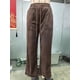 thumbnail image 3 of Women's corduroy wide-leg pants High-waist straight-leg loose trousers Khaki XXL, 3 of 4