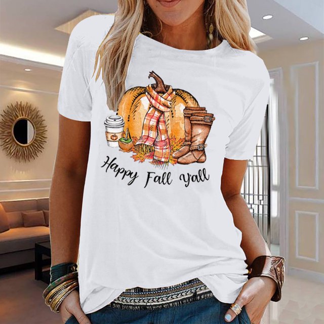 Fiudx Tops para Mujer Camiseta de Manga Corta con Estampado de Cuello Redondo Informal de Verano para Mujer