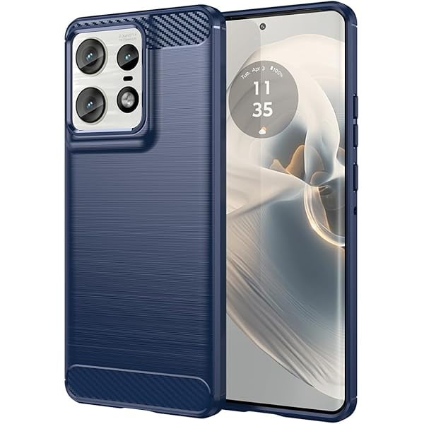 wonima11 Case for Motorola Edge 50 Pro Case, for Moto Edge 50 Pro Carbon Fiber Case Slim Soft TPU Case Shock-Absorption Protective Shockproof Phone Cover for Motorola Edge 50 Pro 5G Navy Blue