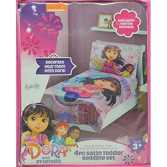 Dora Friends 3 Piece Toddler Bedding Set With Bonus Matching Pillow Case