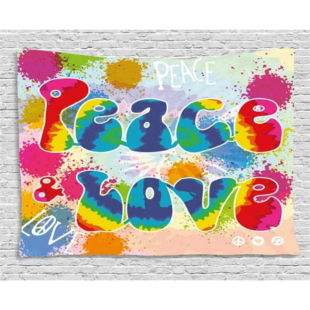 70s Party Decorations Tapestry Peace And Love Tie Dye Funky Color
