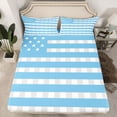 thumbnail image 2 of Homewish Blue Buffalo Plaid Queen Sheet Sets for Adult, Fashion Stripe Lines Flat Sheet, Chic US Flag Queen Fitted Sheet, Lightweight Room Decor, 4-Piece, 2 of 7