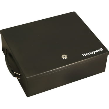 Honeywell Safes, 0.26 Cu ft. Large Black Key Locking Steel Security Cash Box with Carry Handle 6209