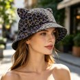 thumbnail image 5 of RFQWOVSR Women's Animal Print Bucket Hat with Cat Ear Design for Casual Wear, 5 of 6