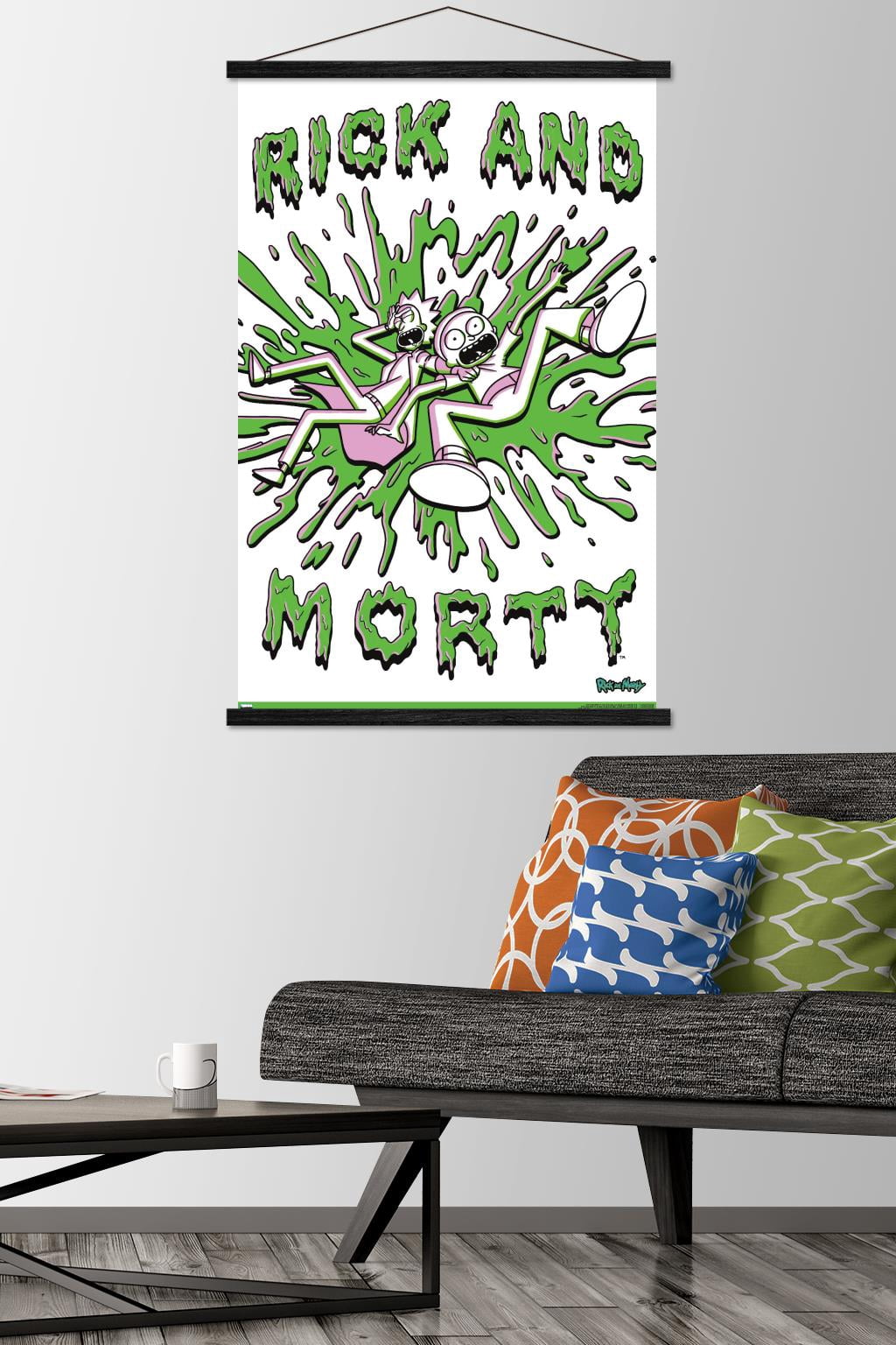 Rick And Morty - Acid Wall Poster with Wooden Magnetic Frame, 22.375" x 34"