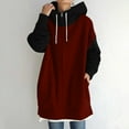 thumbnail image 2 of fartey Women Oversized Zip Up Long Hoodie Roomy Warm Fleece Lined Patchwork Hooded Coats Lounge Long Sleeve Drop Shoulder Hoodies Sweatshirt With Pockets, 2 of 7