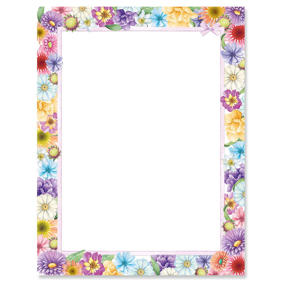 Spring Floral Easter Letter Papers - Set of 25 spring stationery papers are 8 1/2' x 11', compatible computer paper, spring letterhead sheets great for Easter Flyers, Invitations, or Letters