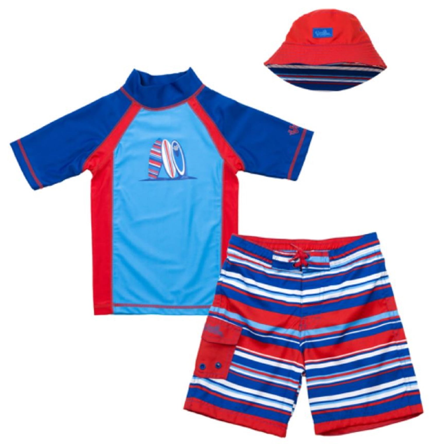 UV Skinz UV SKINZ Little Boys 3 Piece Rashguard Swimsuit Set (Surf