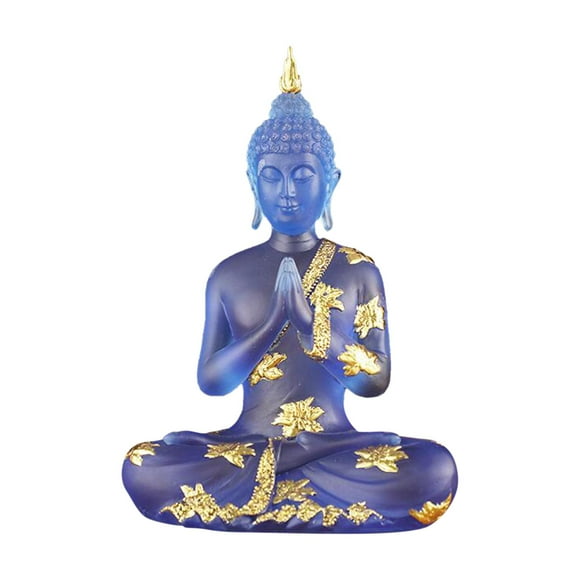 Antique Buddha Statue for Home Decor,Thai Shakyamuni Sitting Statue Resin, Great blue 15x8x23cm