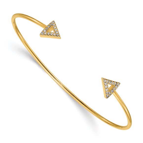 14K Yellow Gold 14ky 7in A Diamond Triangle Bangle