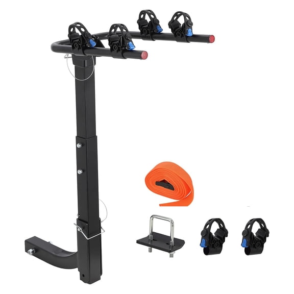 Telyswee 2-Bicycle / 4-Bicycle Hitch Mounted Bike Rack Carrier, Bike Carrier Rack with Hitch Tightener, Straps, Black