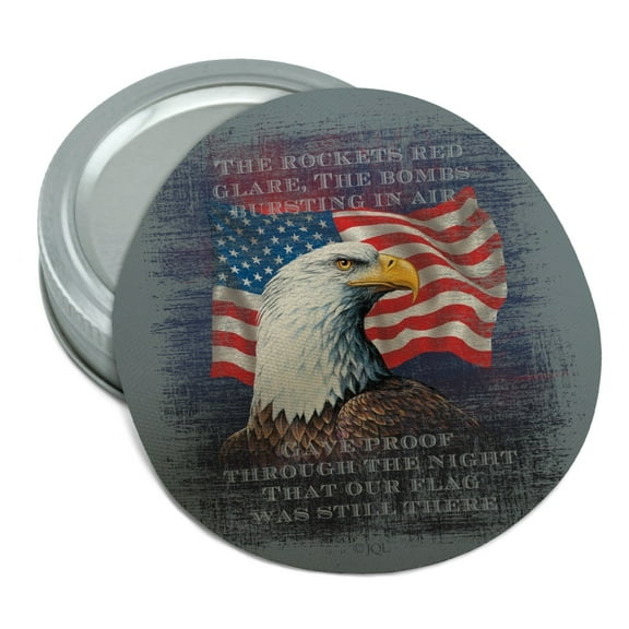 Patriotic Eagle Rockets Red Glare American Flag Round Rubber Non-Slip Jar Gripper Lid Opener