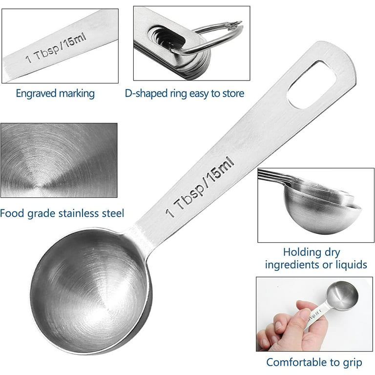 Stainless Steel Measuring Spoon 5-piece Set-1/8 Teaspoon, 1/4 Teaspoon, 1/2  Teaspoon, 1 Teaspoon And 1 Tablespoon, Measure Dry And Liquid Ingredients