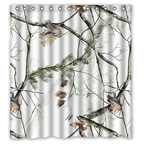 Libin White Realtree Shower Curtain Polyester Fabric Bathroom Decorative Curtain Size 60x72 Inches