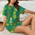 thumbnail image 6 of Kdxio Pineapples1 Print Pajamas Sets for Women Short-Sleeved Pjs with Lounge Shorts Two Piece Sleepwear S-4XL, 6 of 8