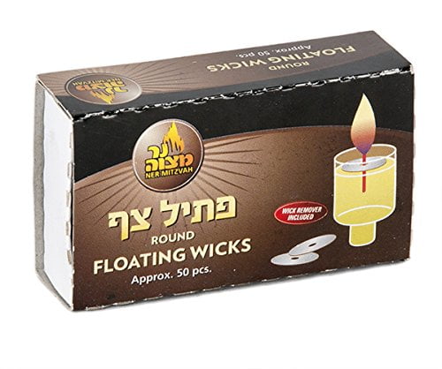 Round Floating Wicks Large 1 Pack of 50 Wicks by Ner Mitzvah 