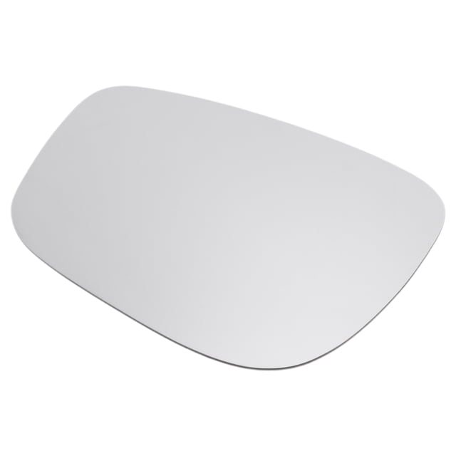 reemplazo de vidrio de espejo retrovisor calefaccionado blanco del lado del conductor izquierdo de Unique Bargains, se adapta a MAZDA CX5 2017-2023. Vista frontal centrada de un vidrio de espejo blanco con esquinas redondeadas y borde delgado, superficie lisa reflectante sin carcasa; se aprecia la cara reflexiva y la separación del borde que indica la placa de respaldo. Diseñado para espejo lateral eléctrico y calentado, ideal como repuesto directo para el lado del conductor durante reparaciones.