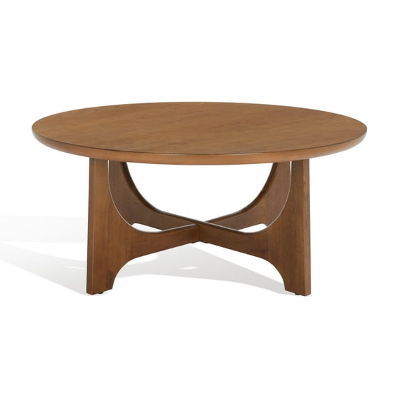 SAFAVIEH Couture Sasha Mid-Century Round Oak Veneer Coffee Table, Medium Oak