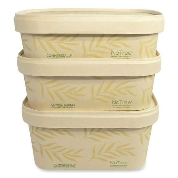 World Centric CT-NT-16 16 oz 4.7 in. x 6.8 in. x 1.6 in. Sugarcane No Tree Rectangular Containers - Natural (300/Carton)