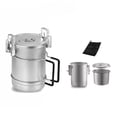 thumbnail image 1 of 304 Stainless Steel Camping Cooking Pot with 10mm 1000ml Deep Rice Liner - 1760ml Capacity Multi-Functional Outdoor Hanging Pot for 3 People, Includes Mesh Bag, Additional Handle, Flat Bottom for, 1 of 6