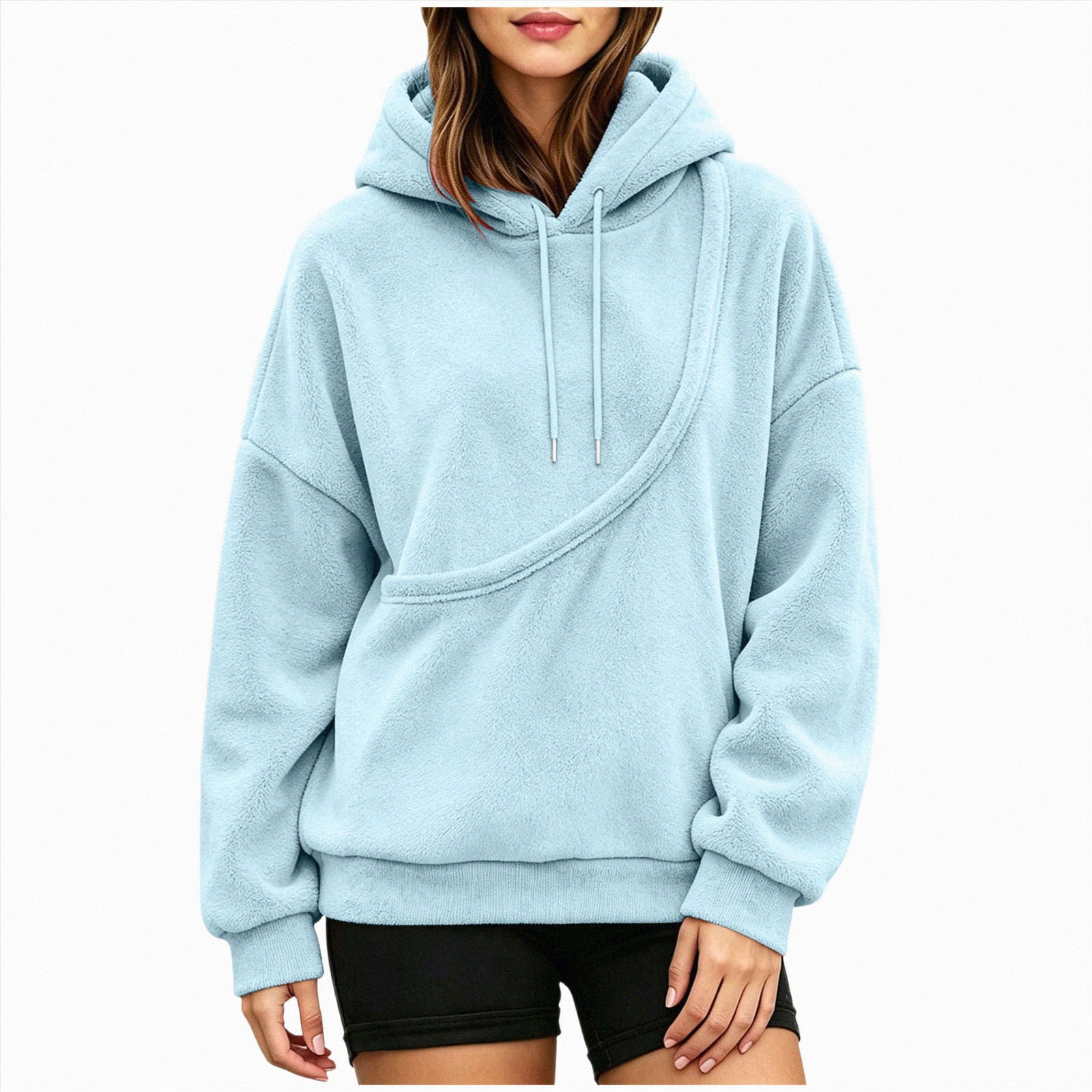 CAUYDY Pet Pouch Hoodie for Women Kangaroo Pocket Sweatshirt Cuddle Pouch Dog Carrier Hoodie Light Blue Sizes S