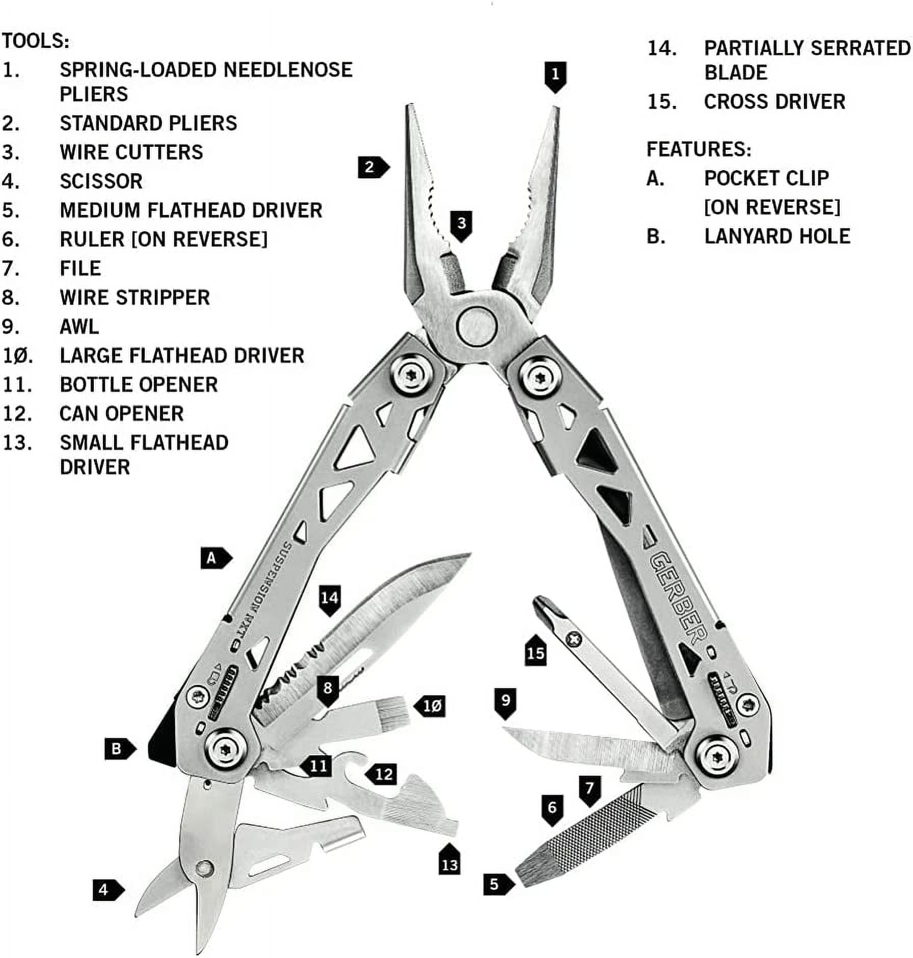 Gerber Gear Suspension NXT Multi-Tool Knife with 15 Functions