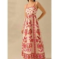thumbnail image 6 of Womens 2025 Summer Floral Maxi Dress Sleeveless Spaghetti Strap Printed Smocked Boho Beach Long Dress Red XL, 6 of 7