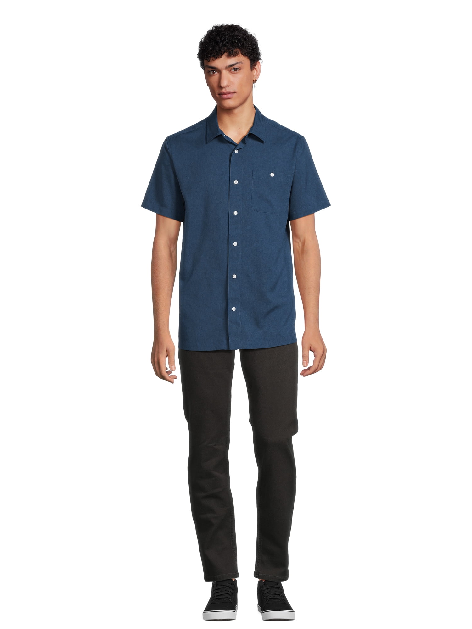George Men's & Big Men's Microfiber Button-Up Shirt with Short Sleeves, Sizes S-3XL