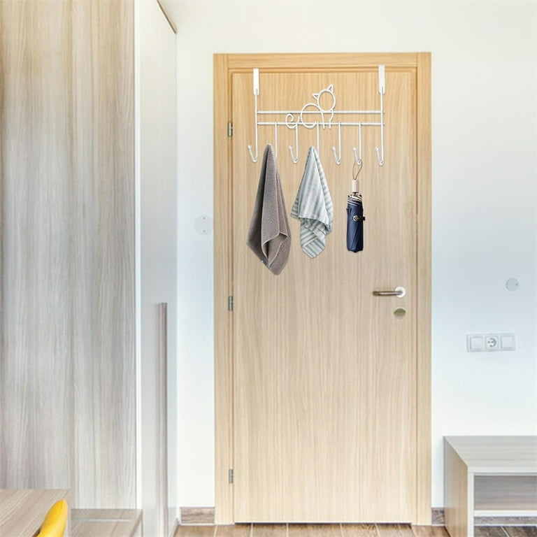 Tutuviw Over Door Hanger with Hooks,White Coat Hooks,Cat