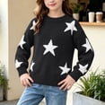 thumbnail image 5 of Atogsazn Childrens Girls Knitted Sweater Casual Star Printed Long Sleeve Sweaters Fall Winter Tops Clothes Black 6-8Years Fashion, 5 of 7