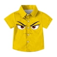 thumbnail image 3 of LEKWK Boys Novelty Shirt Short Sleeve Button Down Top Funny Cartoon Laughing Face Print Collared Summer Holiday Wear, 3 of 8
