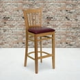 thumbnail image 2 of Flash Furniture 2 Pk. HERCULES Series Vertical Slat Back Natural Wood Restaurant Barstool - Burgundy Vinyl Seat, 2 of 8