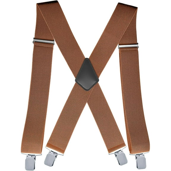 Suspenders for Men Heavy Duty, 2 Inch Wide Adjustable Elastic X Back Suspender