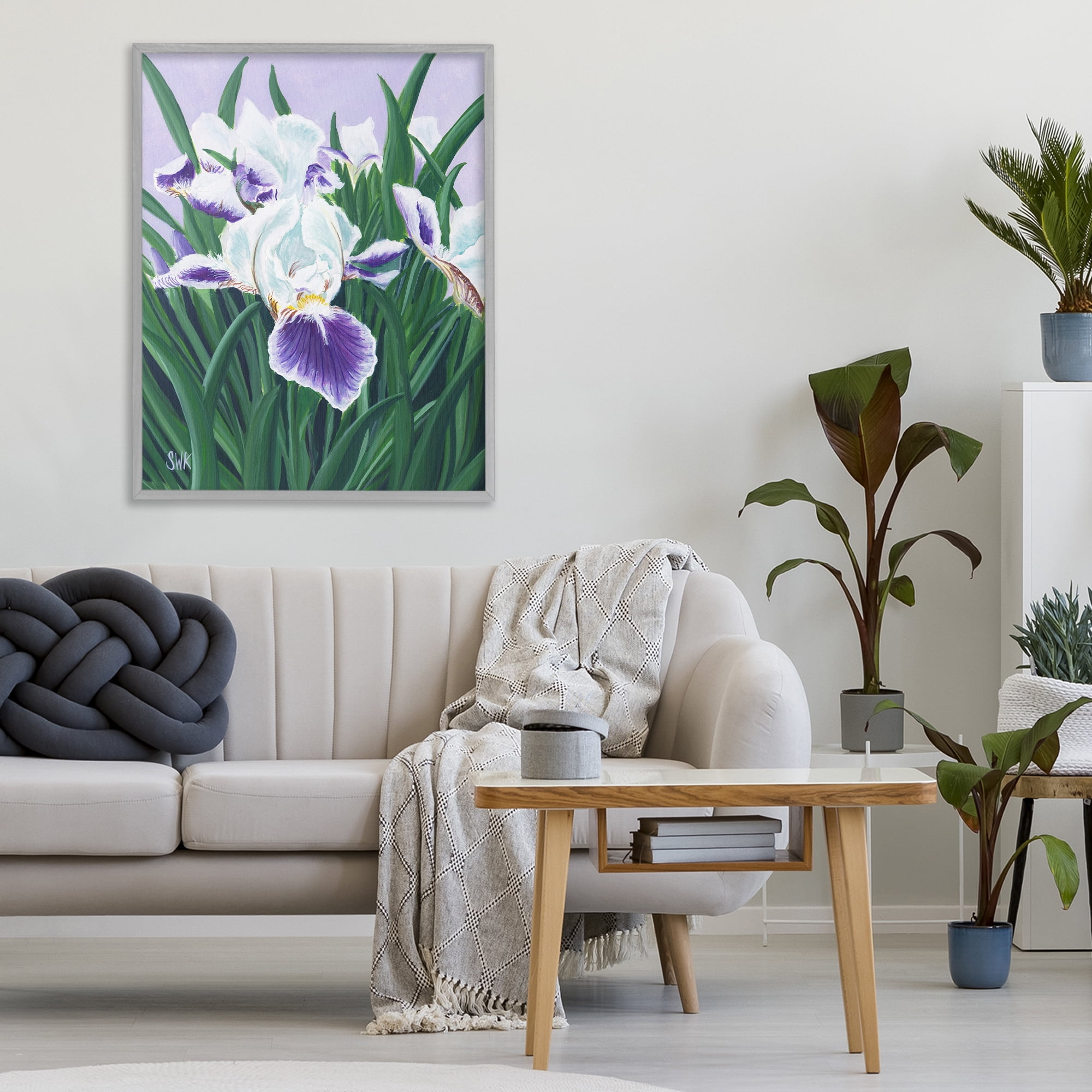 Stupell Industries Purple & White Irises Gray Framed Giclee Art, design by Sarah Waldron Kimball