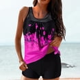 thumbnail image 2 of PEASKJP Swimsuits Two Piece for Women Two Piece Floral Strappy Bathing Suits Tummy Control Plus Size High Waist Tankinis Sets Beach Swimwear Hot Pink 5XL, 2 of 5