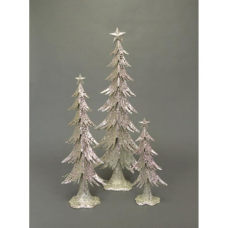 set of 3 winter s blush silver glittered table top set of 3 winter s blush silver glittered table top
