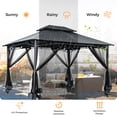 thumbnail image 5 of HAPPATIO Patio Gazebo 10' X 12', Ventilated Double Roof & Mosquito Netting, Outdoor Gazebo with Metal Frame, Soft Top Canopy for Backyard, Deck, Poolside, 5 of 8