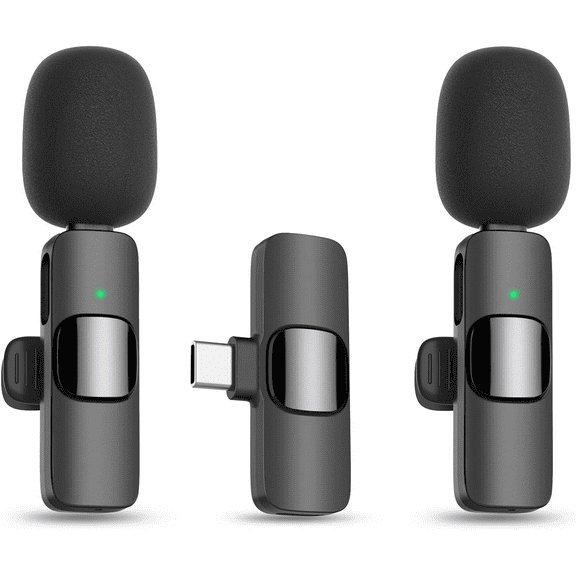 Wireless Lavalier Microphone for iPhone 15, 16 and Android, Lapel Microphone with Noise Reduction, Clip On Mini Mic for Video Recording, Interviews, Vlog