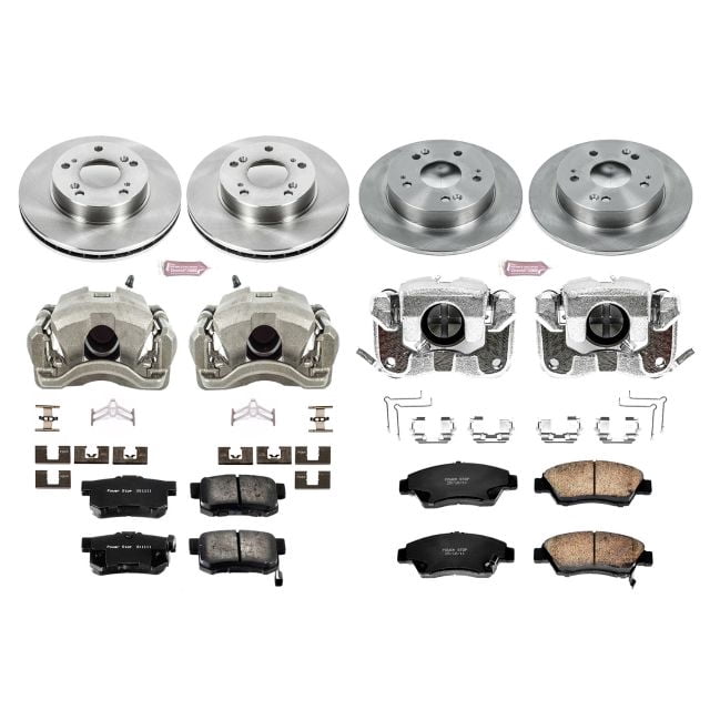 PowerStop Front and Rear Stock Replacement Brake Pad and Rotor Kit with Calipers Fits: HONDA Select Models KCOE4276