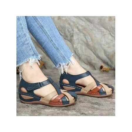 

Ferndule Hollow Closed Toe Sandals for Women Summer Casual Non-Slip Beach Platform Shoes Sandals