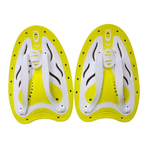 Palas de natación, guantes de natación, suministros profesionales, portátiles, ergonómicos y prácticos. Amarillo S