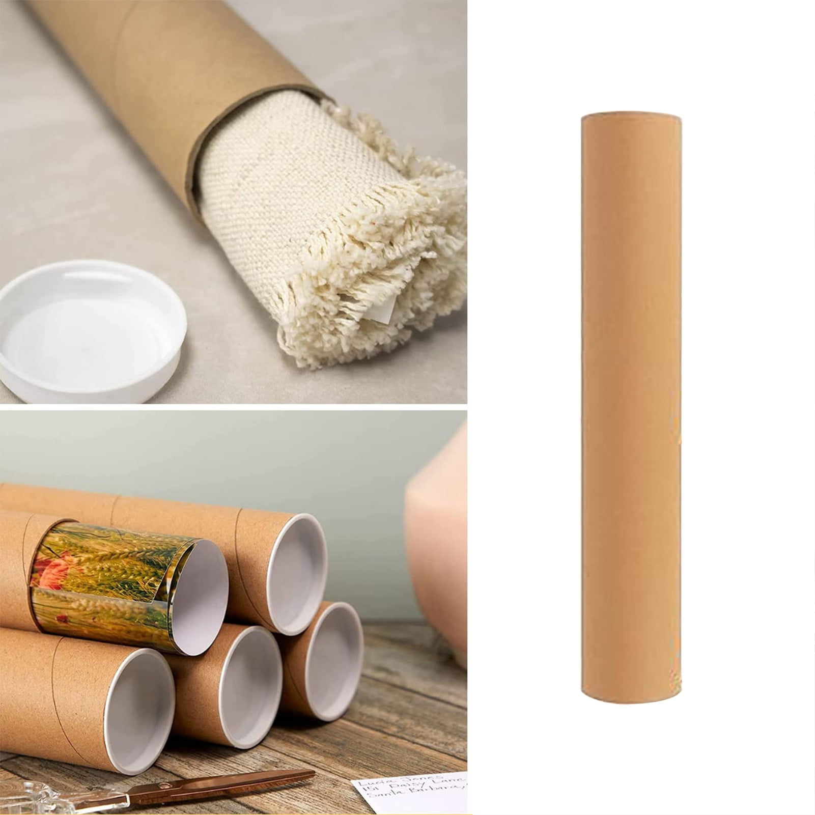 2 Pack Brown Cardboard Tubes for Crafts, Mailing Tubes Paper Tubes