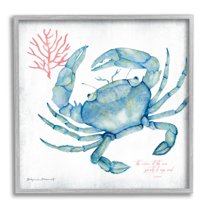 Stupell Industries Voice of Sea Quote Blue Crab Red Coral, 24 x 24, Design by Stephanie Workman Marrott