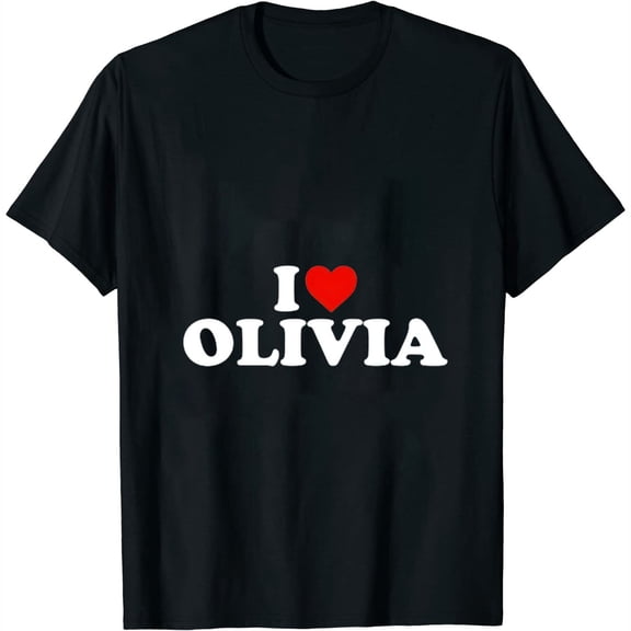 I Love Olivia - Heart Womens T-Shirt Black S