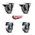 thumbnail image 2 of 3 Inch Semi Steel Wheel Swivel Top Plate Caster Set with 2 Posi Brakes 2 Rigid, 2 of 2