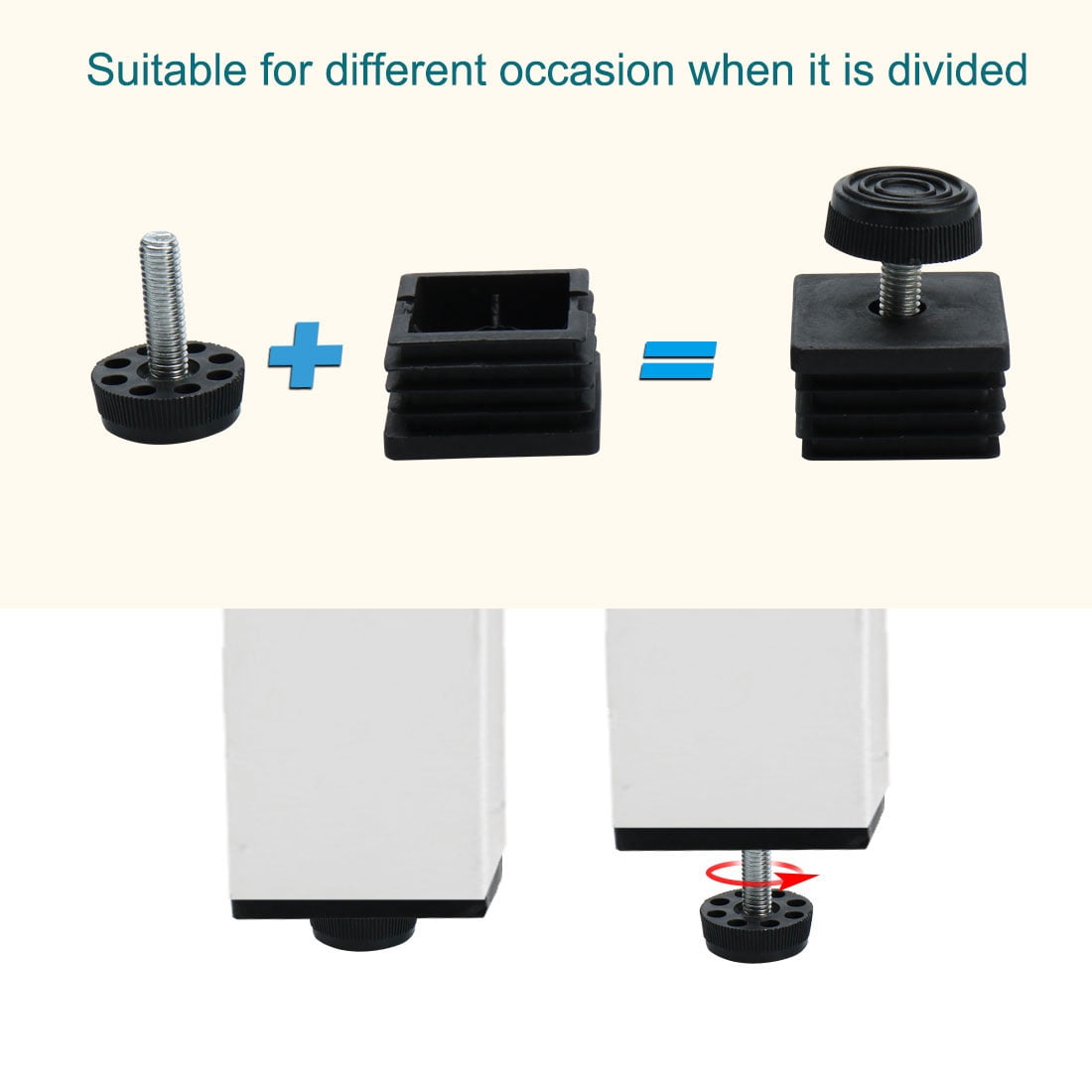 Unique Bargains Table Adjustable Leveling Foot Square Insert 30mm x 30mm 4 Sets
