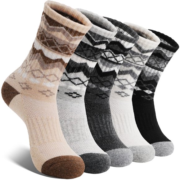 Calcetines térmicos EBMORE de lana merino para mujer, senderismo, 5 pares