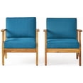 thumbnail image 1 of Noble House Perla Chaise en Bois d'Acacia Teckée pour Extérieur Coussin Bleu (Ensemble de 2), 1 of 4